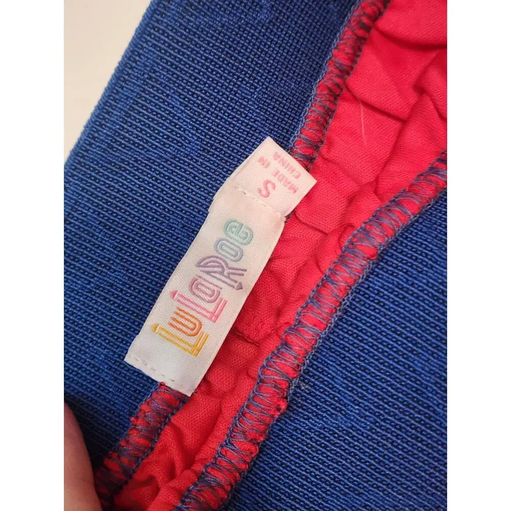 LulaRoe Lucy Skirt, Small, Red/Blue, Lace Overlay NWT
